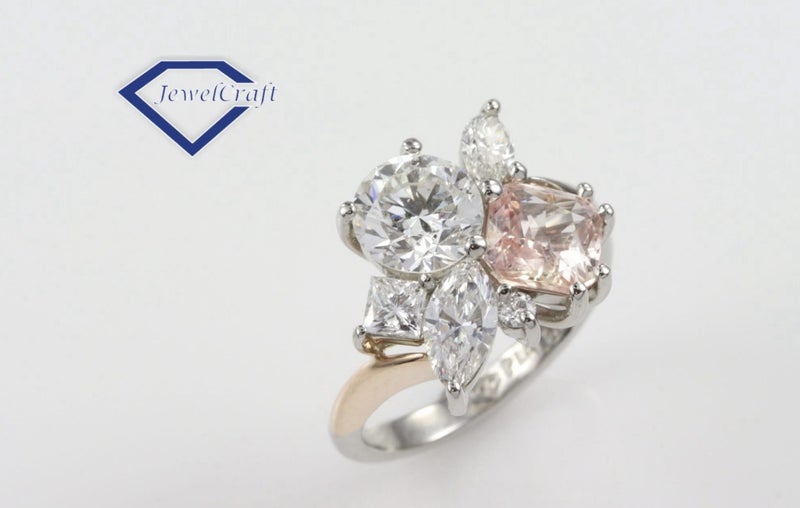 Stunning Diamond & Peach Sapphire Ring628647354396181115
