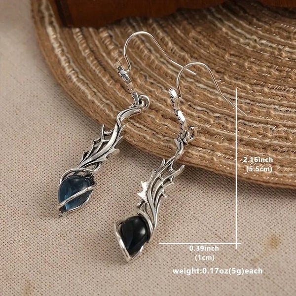 VINTAGE / BOHO STYLE LABRADORITE DANGLY EARRINGS Carousel 5