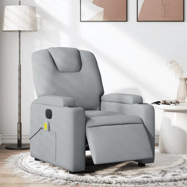 Electric Massage Recliner Chair Light Grey Fabric Txbppxb Carousel 1