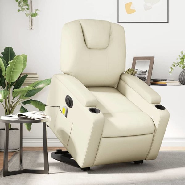 Electric Stand Up Massage Recliner Chair Cream Faux Leather Txbpplx Carousel 1