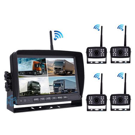 7 Inch Wireless Backup Camera System Split with 4 WIFI Solar Cameras Carousel 1