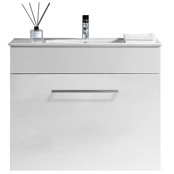 WHITE GLOSS VANITY WITH SIGMA TOP 750mm Carousel 1