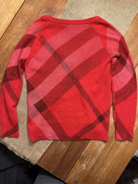 Burberry Red Check Zip-Up Cardigan - Wool & Cashmere Carousel 2