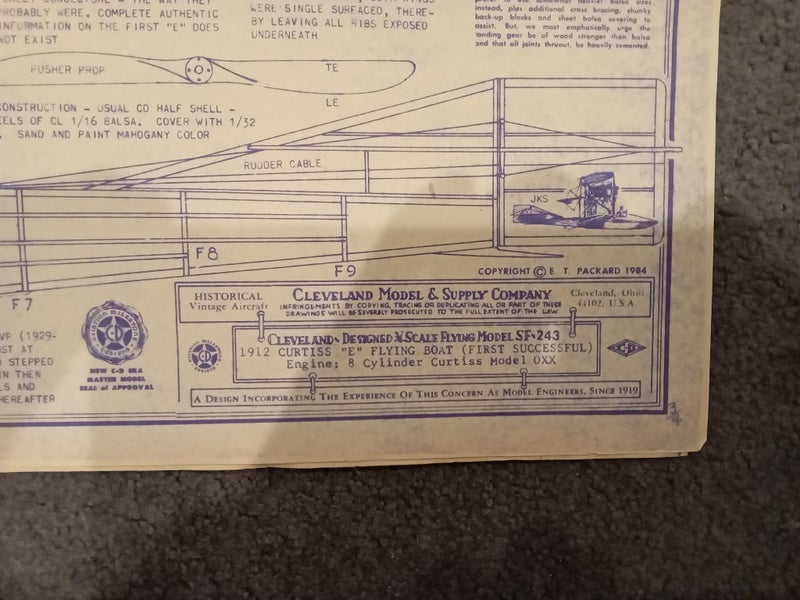 Balsa model plane scale plans - Curtiss E Flying Boat Carousel 2