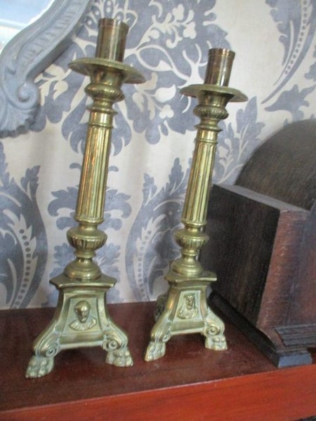 BRASS CHURCH CANDLE STICKS - Kihikihi Carousel 1