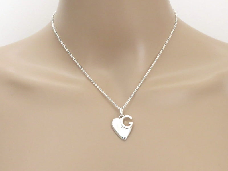 Gucci Sterling Silver Heart G Logo Pendant Necklace Carousel 4
