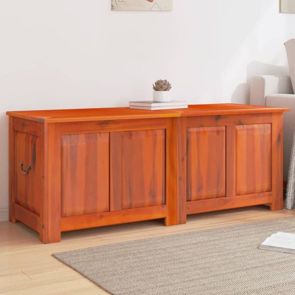 Storage Chest With Lid Brown Solid Wood Acacia Tlakoi Carousel 1