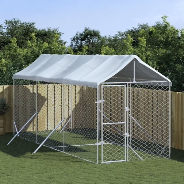 Outdoor Dog Kennel with Roof Silver 2x6x2.5 m Galvanised Steel Tokbant Carousel 1
