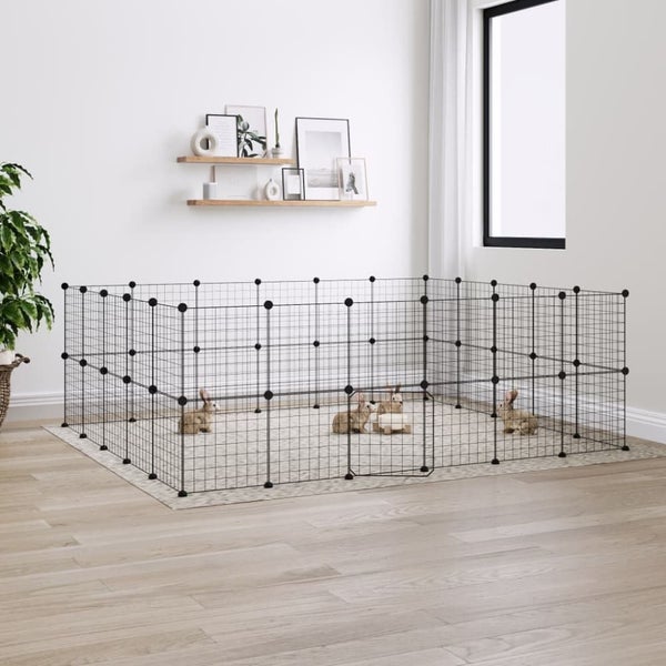 44-panel Pet Cage with Door Black 35x35 Cm Steel Tooabab Carousel 1
