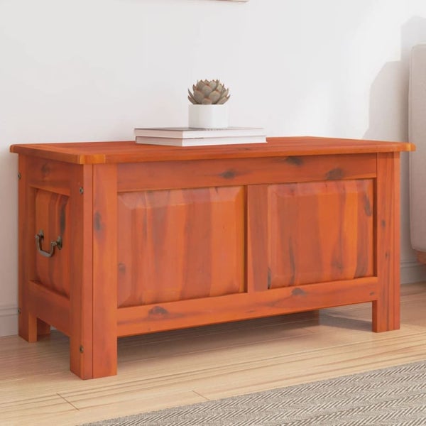 Storage Chest with Lid Brown Solid Wood Acacia Tlakop Carousel 1