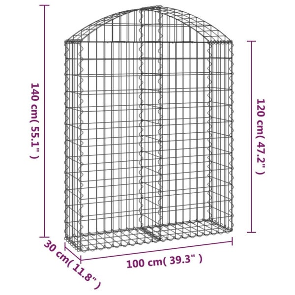 Arched Gabion Basket 100x30x120/140 Cm Galvanised Iron Optaxl Carousel 2