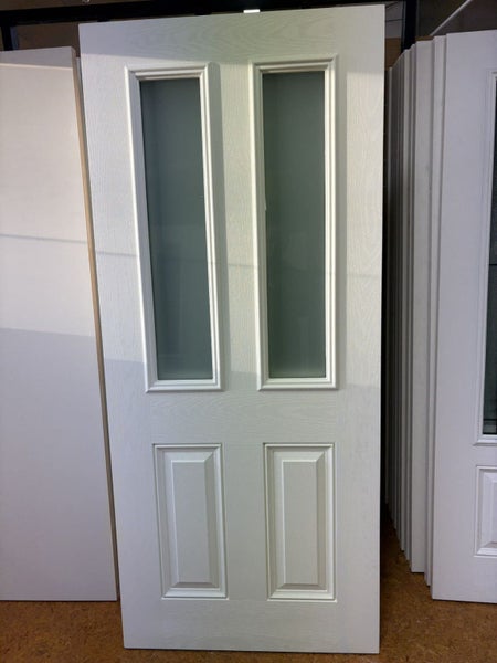 EXTERIOR FIBREGLASS GLAZED FROSTED DOOR 1980MM HIGH X 860MM WIDE Carousel 1