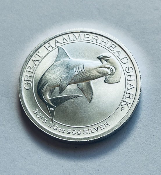 25 x 2015 Perth Mint 1/2 oz .999 Silver Great Hammerhead Shark Brand New Tube Carousel 2