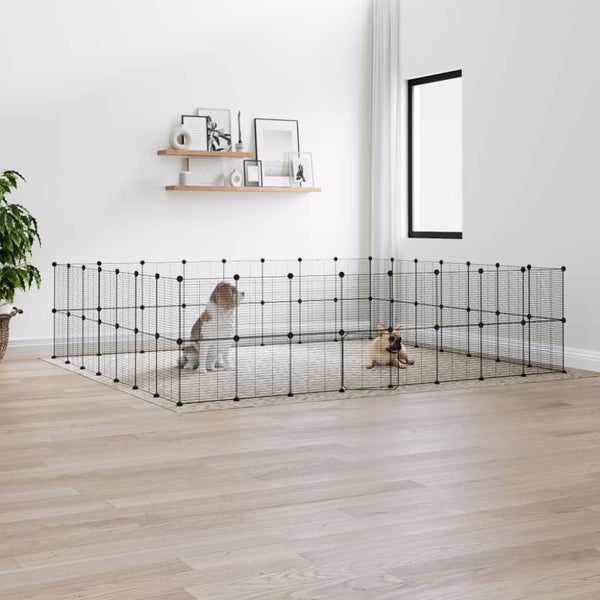 60-panel Pet Cage with Door Black 35x35 Cm Steel Tooabax Carousel 1