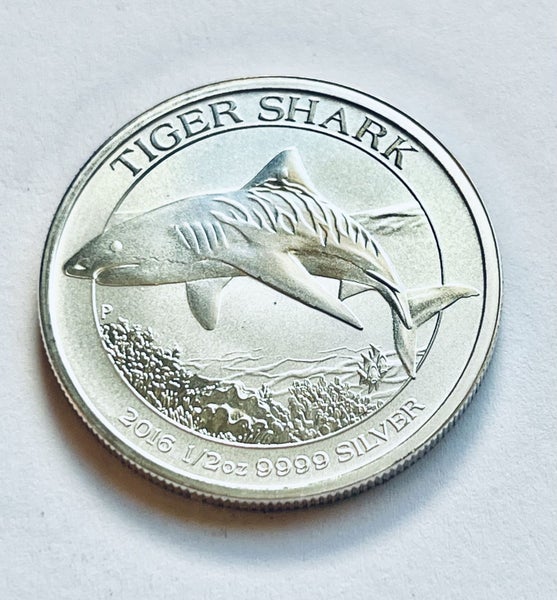 25x 2016 Perth Mint - 1/2 oz .999 Silver Tiger Shark Brand New Tube Carousel 2