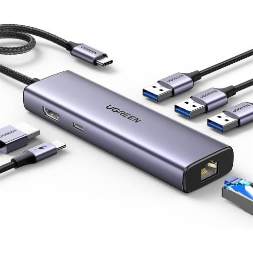 UGREEN USB-C 6-in-1 Hub - USB-C to Ethernet Adapter with 4K HDMI, 100W Power Carousel 1