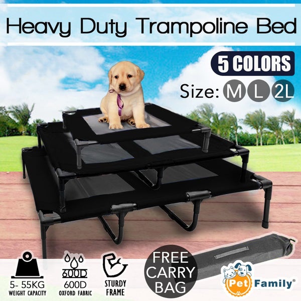 Heavy Duty Pet Dog Bed Trampoline Hammock Canvas *76x61x18cm* BLACK Carousel 2