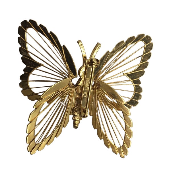 Signed ~ MONET ~ 1960s GOLD BUTTERFLY Brooch Carousel 2