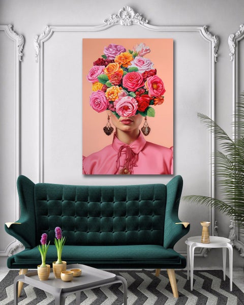 Framed $1 RESERVE 1 Panel Canvas Art Print - Frida Carousel 2