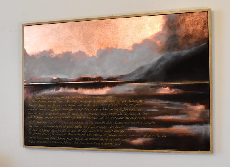 THE MAORI LEGEND OF HINEMOA AND TUTANEKAI - BRONZE LEAF - FLOATING FRAME Carousel 2