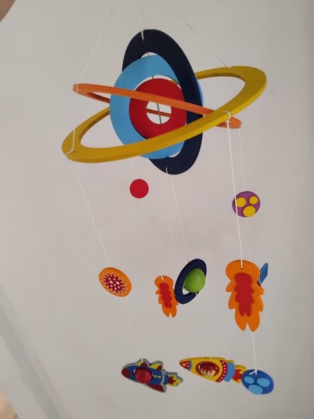 Space theme baby wooden mobile Carousel 1