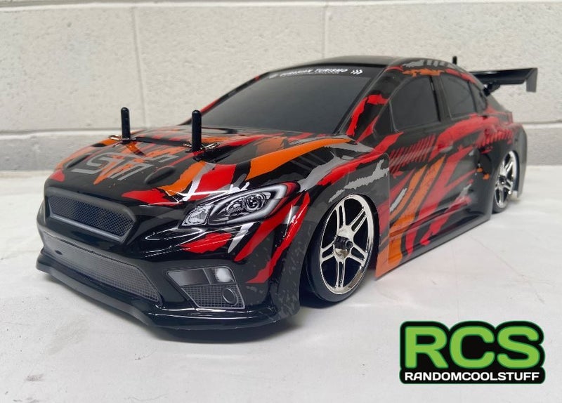 RC Drift Car - Subaru WRX STi Red/Black .HSP 1/10 7.4v Lipo EXTRA Wheels/Brace Carousel 2