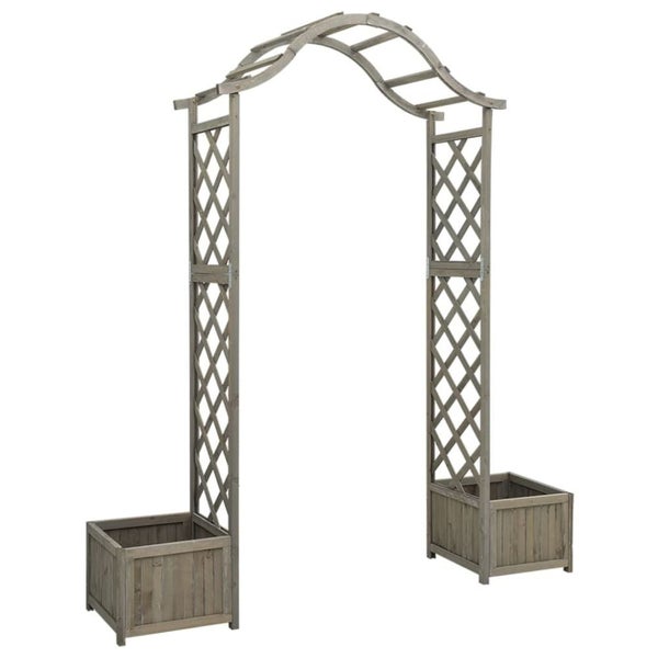 Garden Pergola with Planter Grey Solid Firwood Toltkx Carousel 1