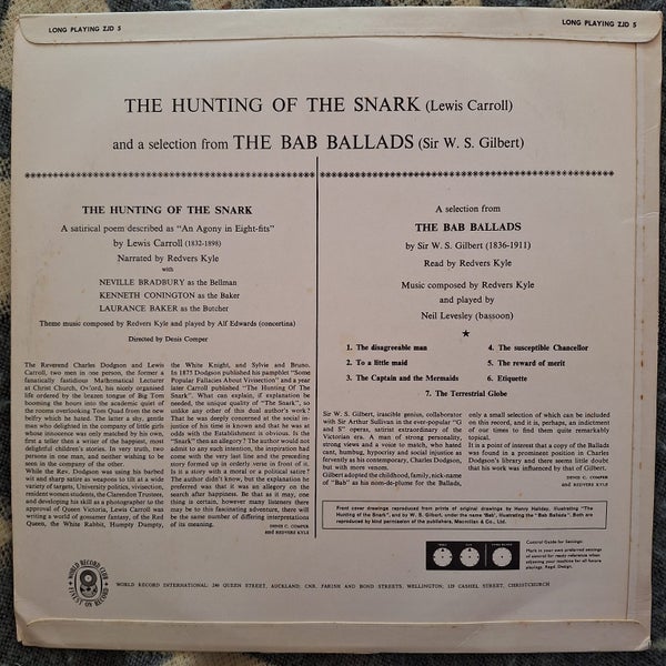 Redvers Kyle – The Hunting Of The Snark/The Bab Ballads (NZ Pressing) Carousel 2