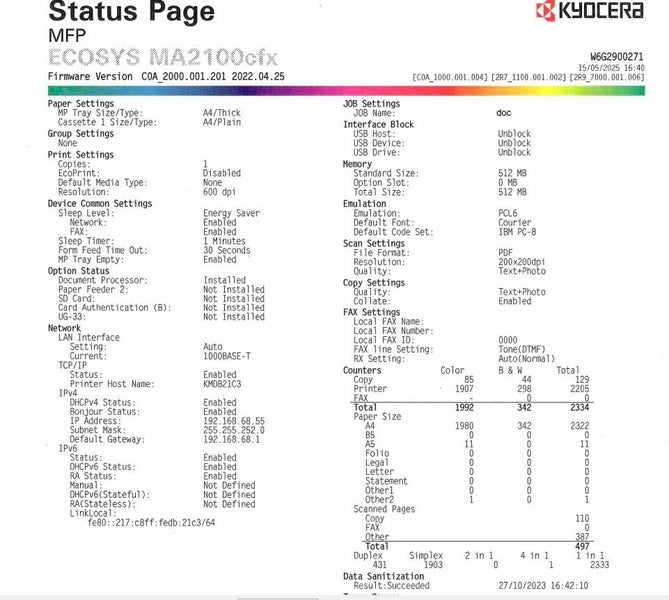 Kyocera ECOSYS MA2100cfx Colour MFP62863222603395112