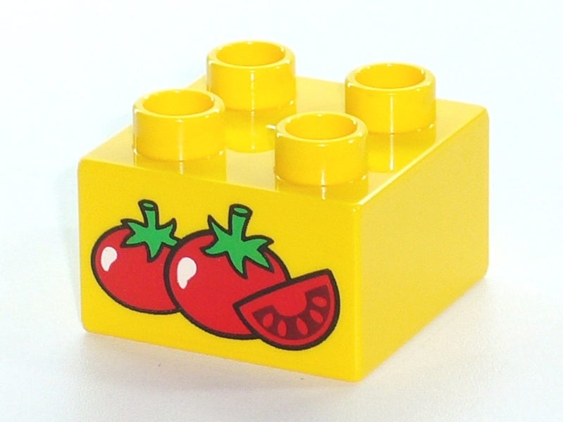 ®™DUPLO - Brick 2 x 2 with 2 Red Tomatoes & Tomato Slice Patt~Retired June 2019~ Carousel 2
