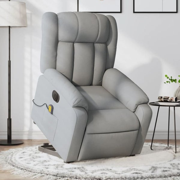Electric Stand Up Massage Recliner Chair Light Grey Fabric Txbpnbb Carousel 1