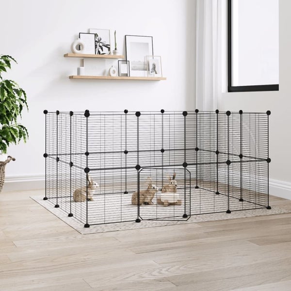 28-panel Pet Cage With Door Black 35x35 Cm Steel Tooabaa Carousel 1