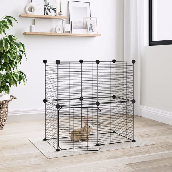 12-panel Pet Cage With Door Black 35x35 Cm Steel Tooabtl Carousel 1