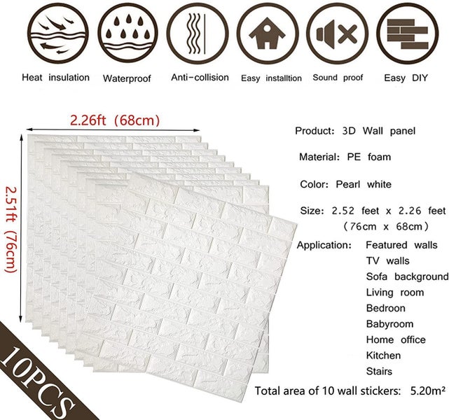 Brick Wallpaper Wall STICKERS 10 PCS Carousel 2