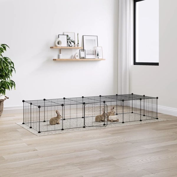 28-panel Pet Cage With Door Black 35x35 Cm Steel Tooabpk Carousel 1