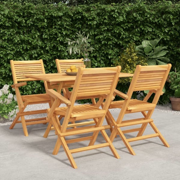 5 Piece Garden Dining Set Solid Wood Teak Toppbot Carousel 1