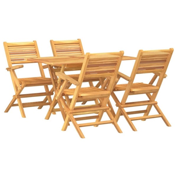 5 Piece Garden Dining Set Solid Wood Teak Toppbot Carousel 9