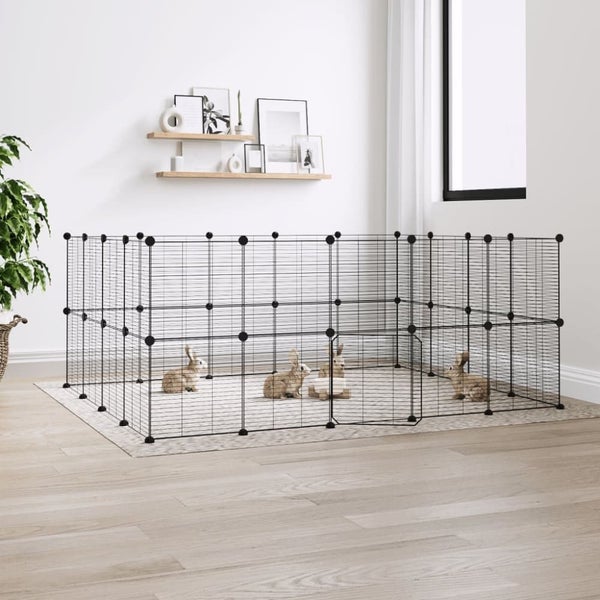 36-panel Pet Cage With Door Black 35x35 Cm Steel Tooabap Carousel 1