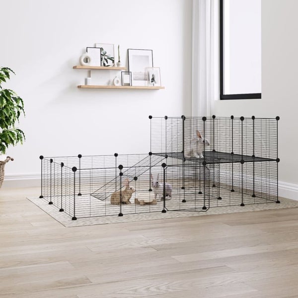 36-panel Pet Cage With Door Black 35x35 Cm Steel Tooablx Carousel 1
