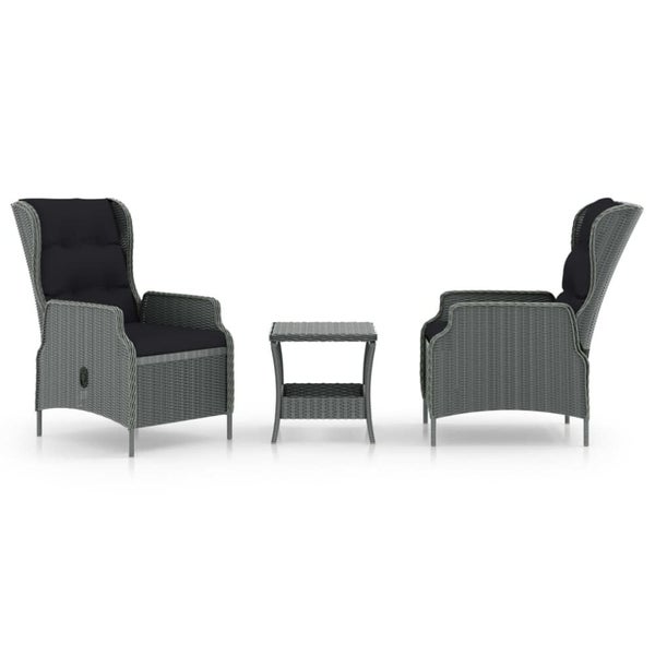 3 Piece Garden Lounge Set with Cushions Poly Rattan Light Grey Tblboak Carousel 11