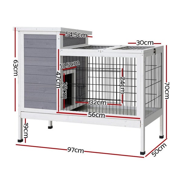 I.pet Rabbit Hutch Chicken Coop Wooden Ferret Cage Habitat House Outdoor Large Carousel 2