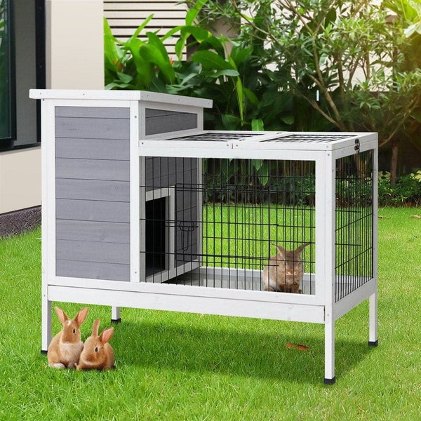I.pet Rabbit Hutch Chicken Coop Wooden Ferret Cage Habitat House Outdoor Large Carousel 8