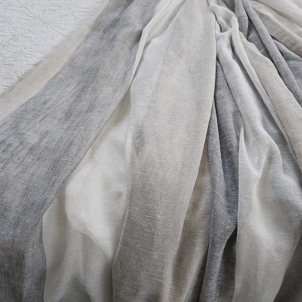 Linen Look Sheer Stripe Long Curtains Carousel 1