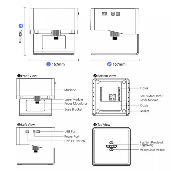 3W Laser Engraver Engraving Machine DIY Desktop Logo Mark Printer Kit Carousel 12