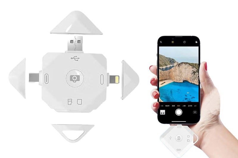 2Pcs 5-in-1 TF Card Reader for iPhone Type-C Memory Card Reader Selfie Function Carousel 1