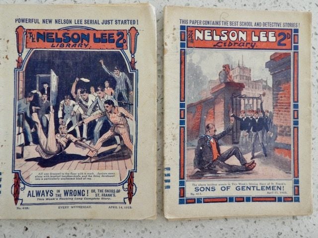 2x Nelson Lee Library 1923 - old British Boys story paper Carousel 1