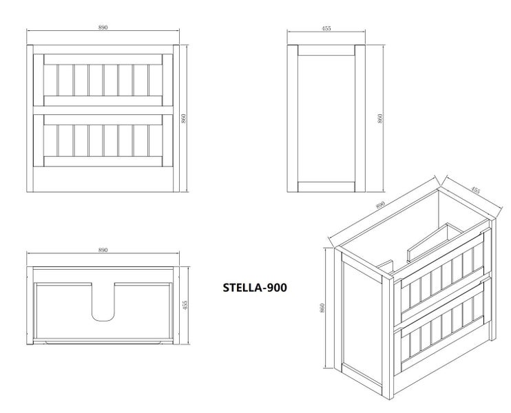 Plywood Floorstanding Vanity Stella-900W Carousel 2