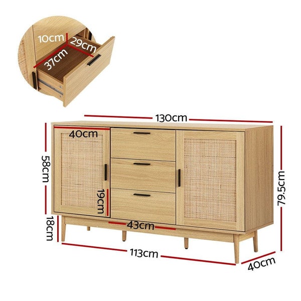 Artiss Buffet Sideboard Rattan Furniture Cabinet Storage Hallway Table Kitchen Carousel 2