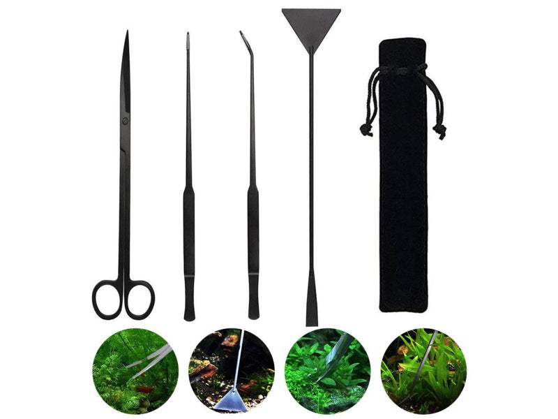 Aquascape Tools Kits, 4 in 1 Anti-Rust Stainless Steel Aquatic Plant Tool Black Carousel 1
