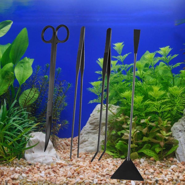 Aquascape Tools Kits, 4 in 1 Anti-Rust Stainless Steel Aquatic Plant Tool Black63699160962307112